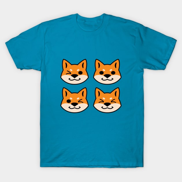 4 Shibas (Red) T-Shirt by kaeru